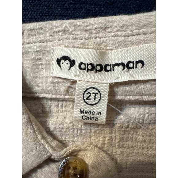 Appaman Boys Beige Textured Short Sleeve Button-Up Shirt 2T NWT - Picture 4 of 4